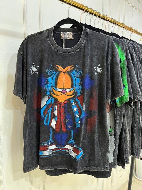 Charcoal Grey Animated Print Oversize T-shirts